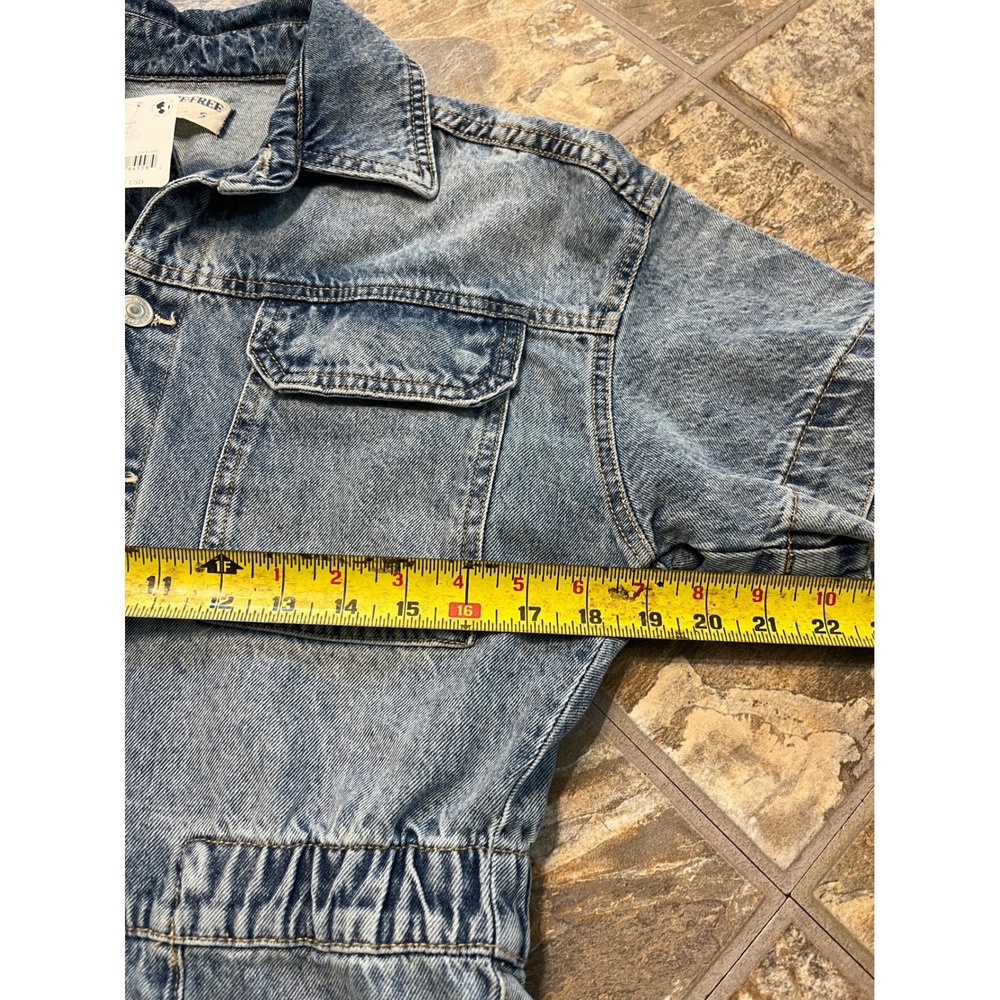 We The Free Marci Cuffed Shortalls Women S Blue New Denim Romper - Picture 7 of 9